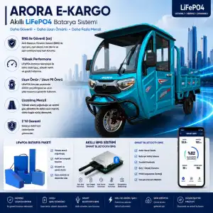 Arora E-KARGO Uyumlu 72 Volt 48 Ah LiFePO4 Smart Batarya