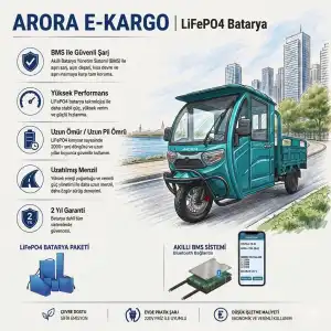 Arora E-KARGO Uyumlu 72 Volt 60 Ah LiFePO4 Smart Batarya