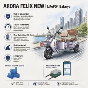 Arora Felix New Uyumlu 72 Volt 30 Ah LiFePO4 Smart Batarya