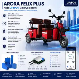 Arora Felix Plus Uyumlu 72 Volt 30 Ah LiFePO4 Smart Batarya