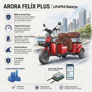 Arora Felix Plus Uyumlu 72 Volt 48 Ah LiFePO4 Smart Batarya