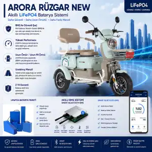 Arora Rüzgar New Uyumlu 60 Volt 30 Ah LiFePO4 Smart Batarya