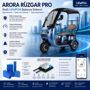 Arora Rüzgar Pro Uyumlu 60 Volt 30 Ah LiFePO4 Smart Batarya