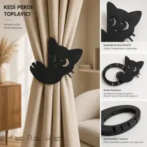 Kedi Figürlü Perde Tutucu