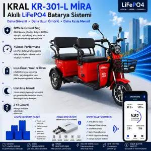 Kral KR-301-L Mira Uyumlu 60 Volt 48 Ah LiFePO4 Smart Batarya