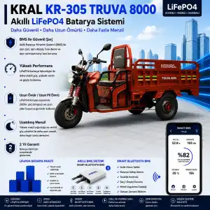 Kral KR-305 Truva 8000 Uyumlu 72 Volt 90 Ah LiFePO4 Smart Batarya