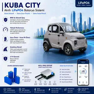 Kuba City Uyumlu 72 Volt 96 Ah LiFePO4 Smart Batarya