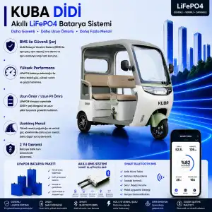 Kuba Didi Uyumlu 72 Volt 48 Ah LiFePO4 Smart Batarya