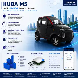 Kuba M5 Uyumlu 72 Volt 60 Ah LiFePO4 Smart Batarya