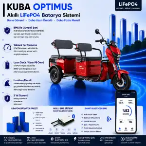 Kuba Optimus Uyumlu 72 Volt 48 Ah LiFePO4 Smart Batarya