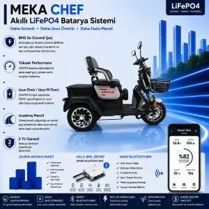 Meka Chef Uyumlu 60 Volt 48 Ah LiFePO4 Smart Batarya