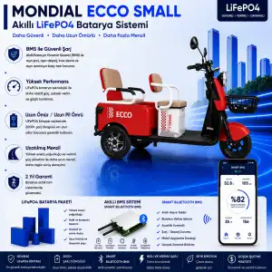 Mondial Ecco Small Uyumlu 72 Volt 48 Ah LiFePO4 Smart Batarya