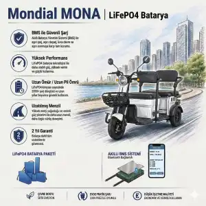 Mondial Mona Uyumlu 72 Volt 48 Ah LiFePO4 Smart Batarya