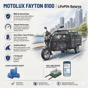 Motolux Fayton 8100 Uyumlu 72 Volt 36 Ah LiFePO4 Smart Batarya