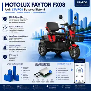 Motolux Fayton FX08 Uyumlu 60 Volt 30 Ah LiFePO4 Smart Batarya