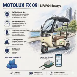 Motolux Fayton FX09 Uyumlu 60 Volt 30 Ah LiFePO4 Smart Batarya