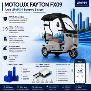 Motolux Fayton FX09 Uyumlu 60 Volt 48 Ah LiFePO4 Smart Batarya