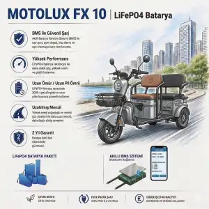 Motolux Fayton FX10 Uyumlu 60 Volt 48 Ah LiFePO4 Smart Batarya