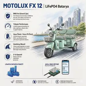 Motolux Fayton FX12 Uyumlu 60 Volt 30 Ah LiFePO4 Smart Batarya