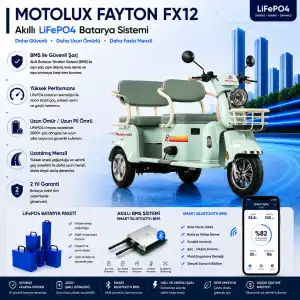Motolux Fayton FX12 Uyumlu 60 Volt 30 Ah LiFePO4 Smart Batarya