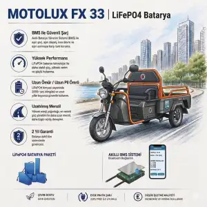 Motolux Fayton FX33 Uyumlu 60 Volt 48 Ah LiFePO4 Smart Batarya