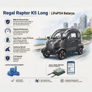 Regal Raptor K5 Long Uyumlu 72 Volt 60 Ah LiFePO4 Smart Batarya
