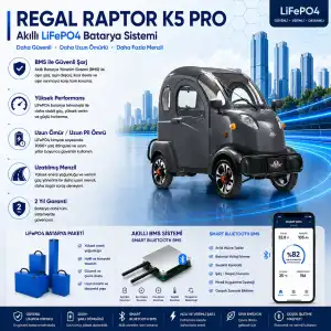 Regal Raptor K5 Pro Uyumlu 72 Volt 60 Ah LiFePO4 Smart Batarya