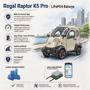 Regal Raptor K5 Pro Uyumlu 72 Volt 60 Ah LiFePO4 Smart Batarya