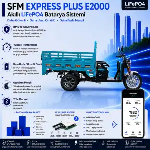 SFM Express Plus E2000 Uyumlu 72 Volt 60 Ah LiFePO4 Smart Batarya