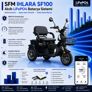 SFM Ihlara SF100 Uyumlu 72 Volt 30 Ah LiFePO4 Smart Batarya