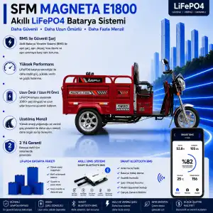 SFM Magneta E1800 72 Volt 36 Ah LiFePO4 Smart Batarya