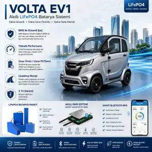Volta EV1 Uyumlu 72 Volt 60 Ah LiFePO4 Smart Batarya