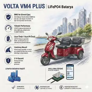 Volta VM4 Plus Uyumlu 60 Volt 30 Ah LiFePO4 Smart Batarya