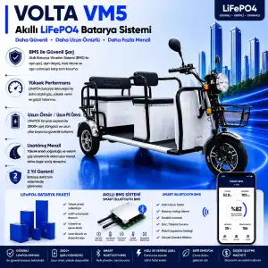 Volta VM5 Uyumlu 72 Volt 30 Ah LiFePO4 Smart Batarya