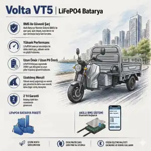 Volta VT5 Uyumlu 72 Volt 60 Ah LiFePO4 Smart Batarya
