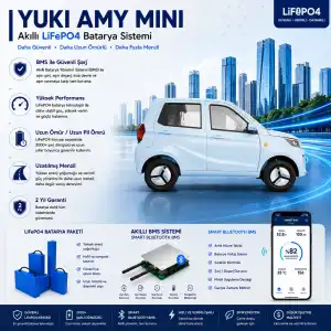 YUKİ AMY MİNİ Uyumlu 72 Volt 60 Ah LiFePO4 Smart Batarya