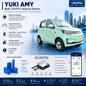 YUKİ AMY Uyumlu 72 Volt 96 Ah LiFePO4 Smart Batarya