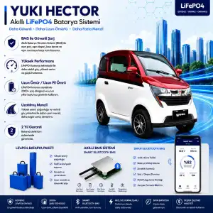 YUKİ HECTOR Uyumlu 72 Volt 72 Ah LiFePO4 Smart Batarya