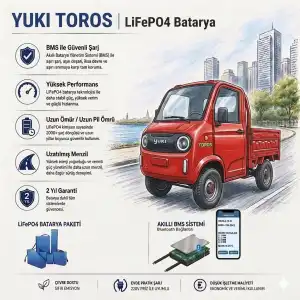 Yuki TOROS Uyumlu 72 Volt 102 Ah LiFePO4 Smart Batarya