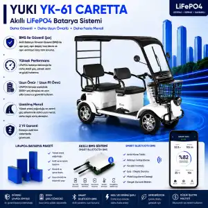 Yuki YK-61 CARETTA Uyumlu 72 Volt 30 Ah LiFePO4 Smart Batarya