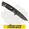 Böker Katlanır Çakı Tırtıklı Bıçak Siyah Sap - Açık Uzunluk 21 cm Kapalı 12 cm