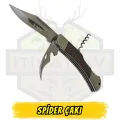Spider Katlanır Çakı Ahşap Sap - Tirbuşon Şişe Açacağı Yontma Bıçağı Açık Uzunluk 22 cm Kapalı 12.5 cm
