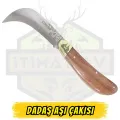 Yerli Aşı Çakısı Eğri Dövme Bıçak Büyük Boy - Ahşap Kabze Paslanmaz Çelik