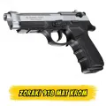 Zoraki 918 Mat Krom Kurusıkı Ses Tabancası (Tam Metal - 18+1 Kapasite)