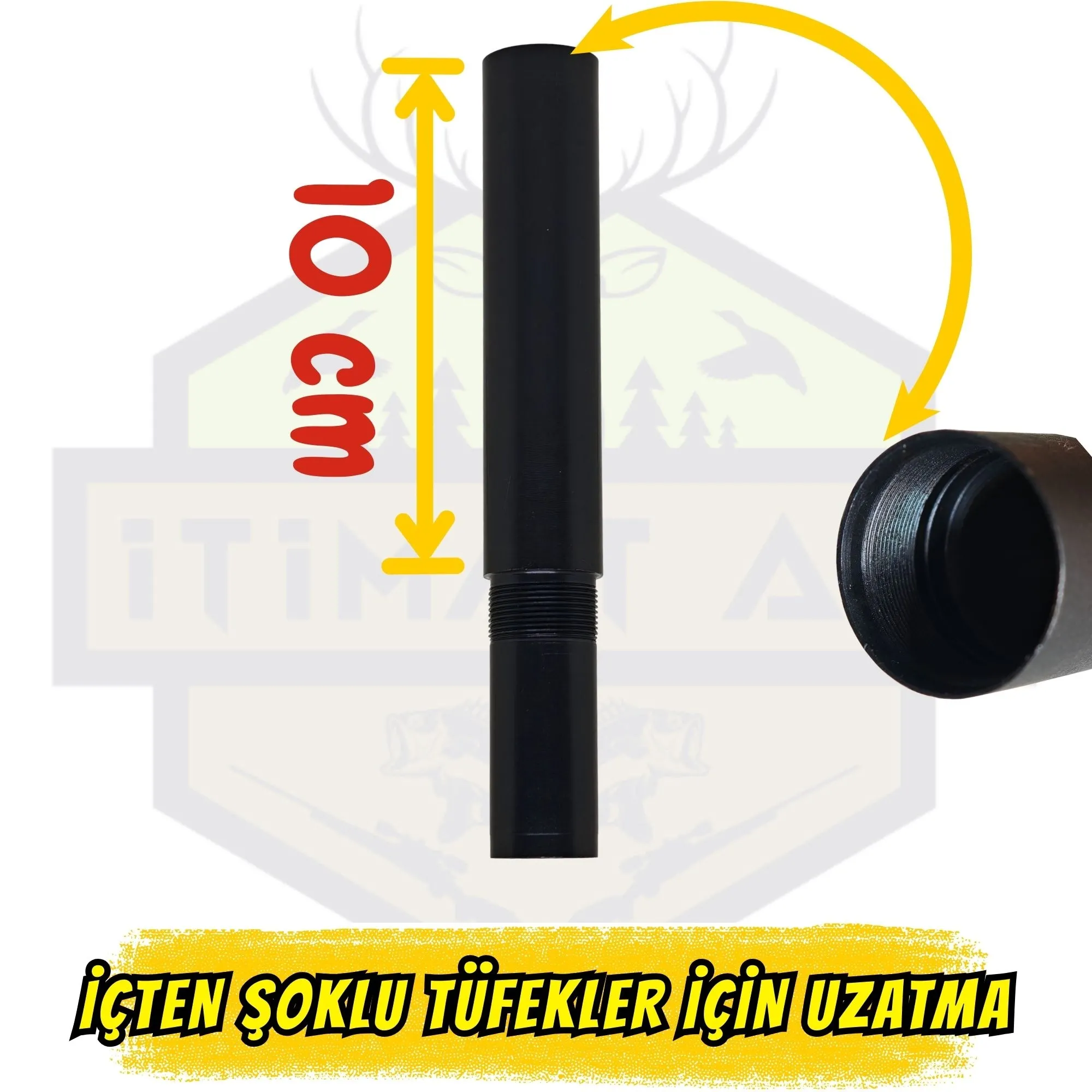 12 Kalibre İçten Şoklu Tüfekler İçin 10 cm Namlu Uzatma Aparatı (Şok Takılabilir)