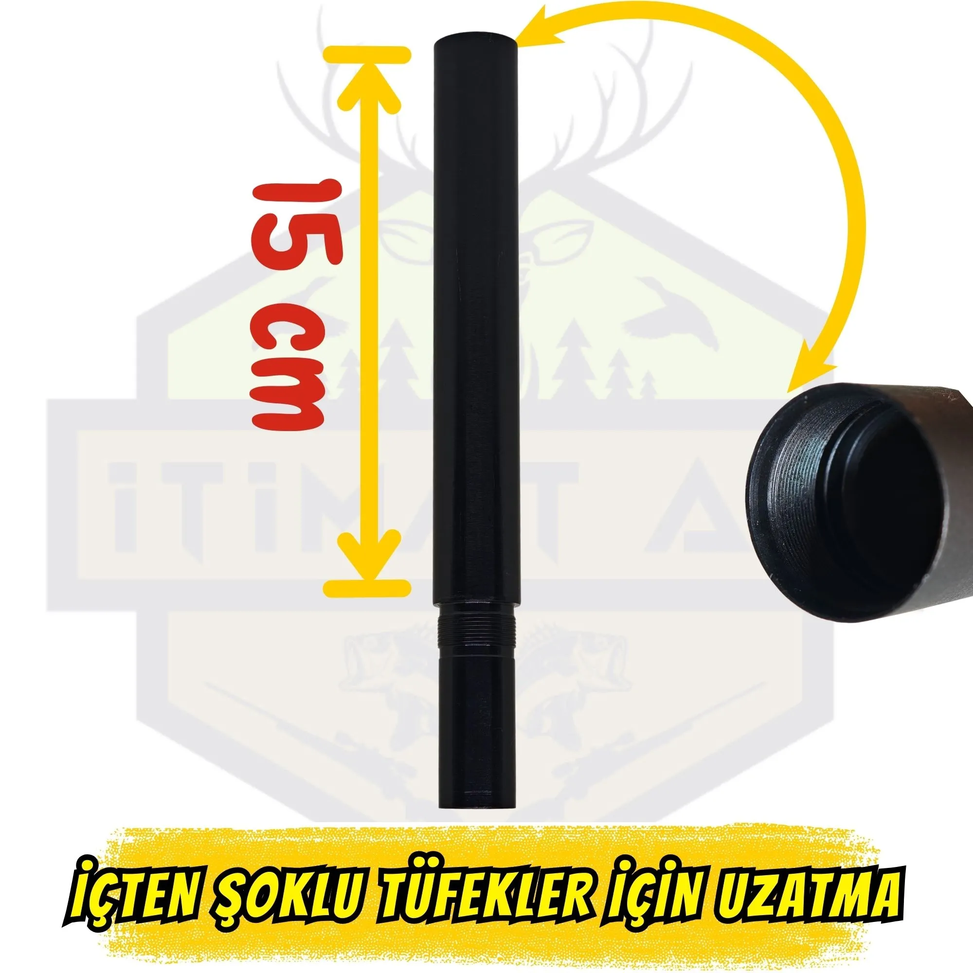 12 Kalibre İçten Şoklu Tüfekler İçin 15 cm Namlu Uzatma Aparatı (Şok Takılabilir)