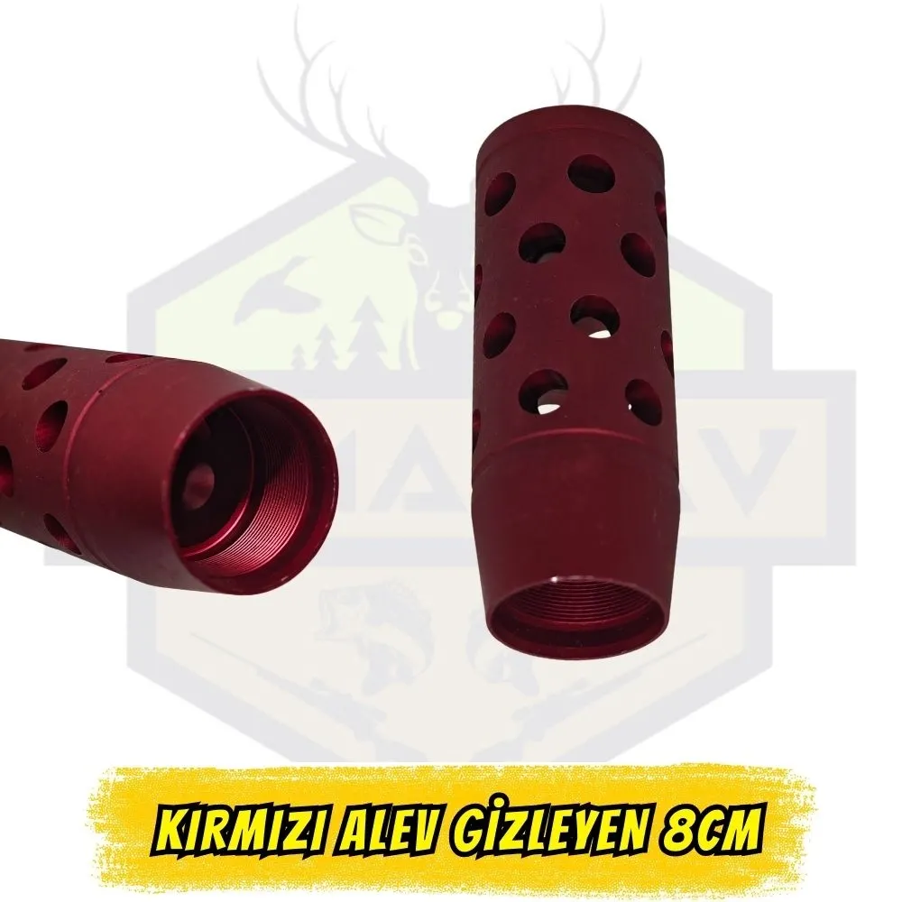 12 Kalibre Dıştan Şok Uyumlu Kırmızı Taktikal Alev Gizleyen - 8 cm