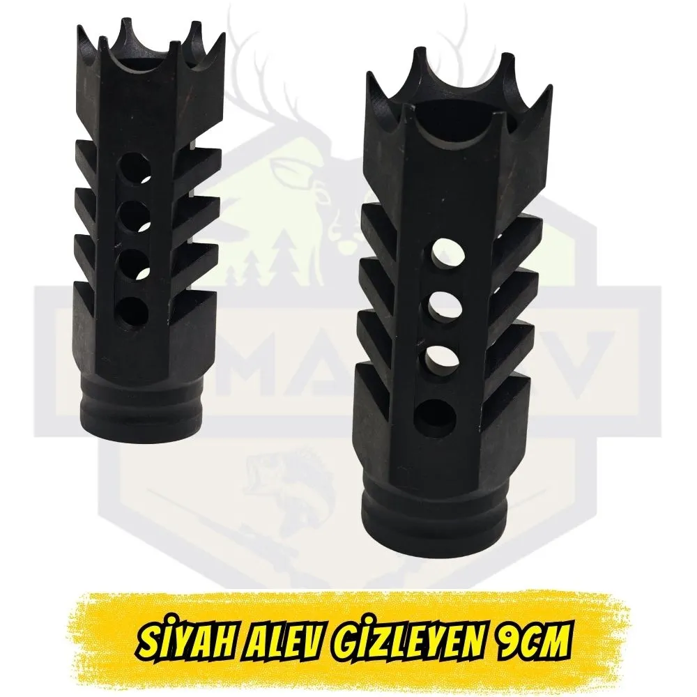 12 Kalibre Dıştan Şok Uyumlu Taktikal Siyah Alev Gizleyen - 9 cm
