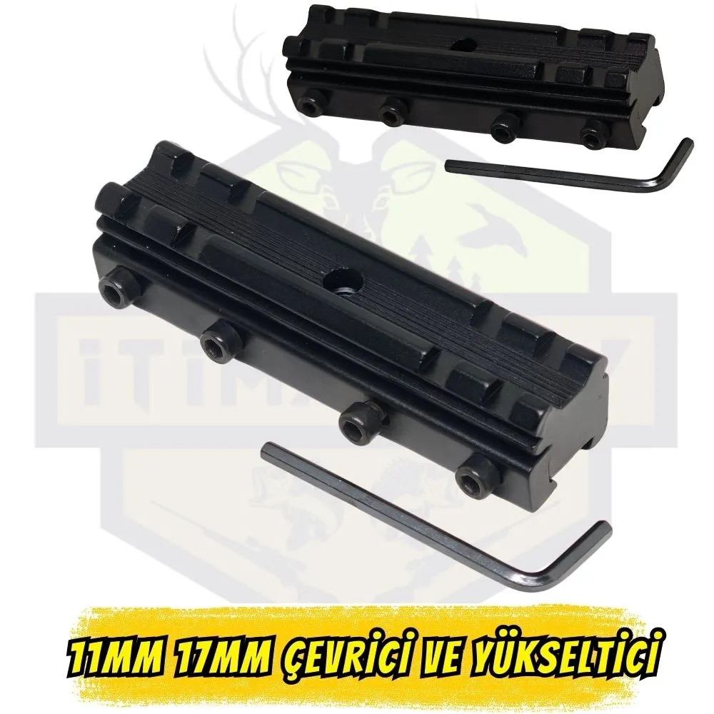 11 mmden 17 mmye Dönüştürücü ve Yükseltici Ray Ayak (Dovetail to Weaver)