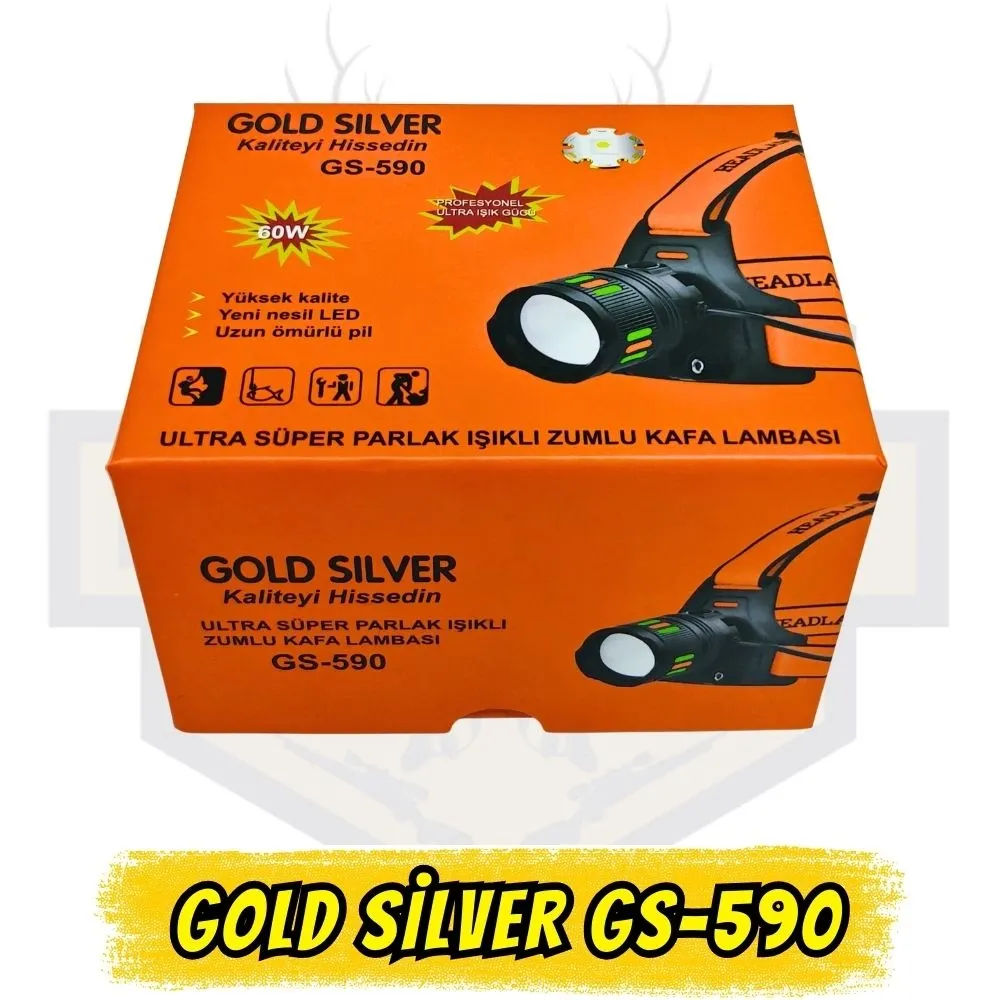 Gold Silver GS-590 Profesyonel Kafa Lambası - 60W Ultra Güçlü (Arka Aydınlatmalı)